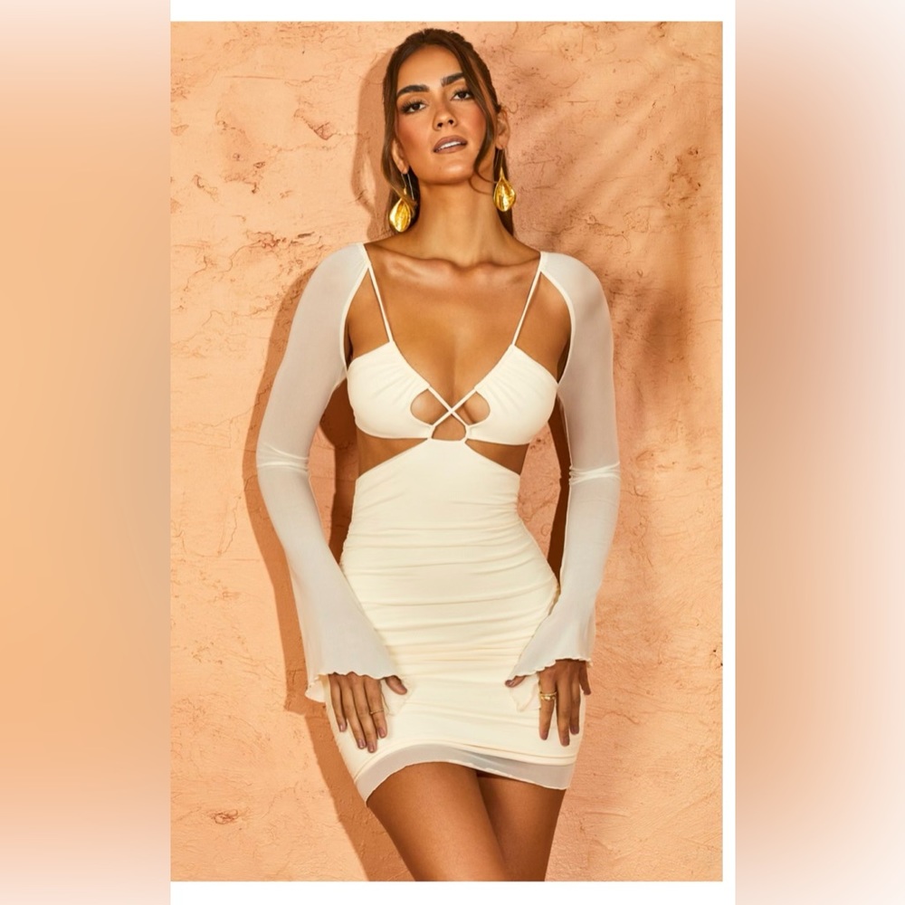 Strappy mini dress in ivory